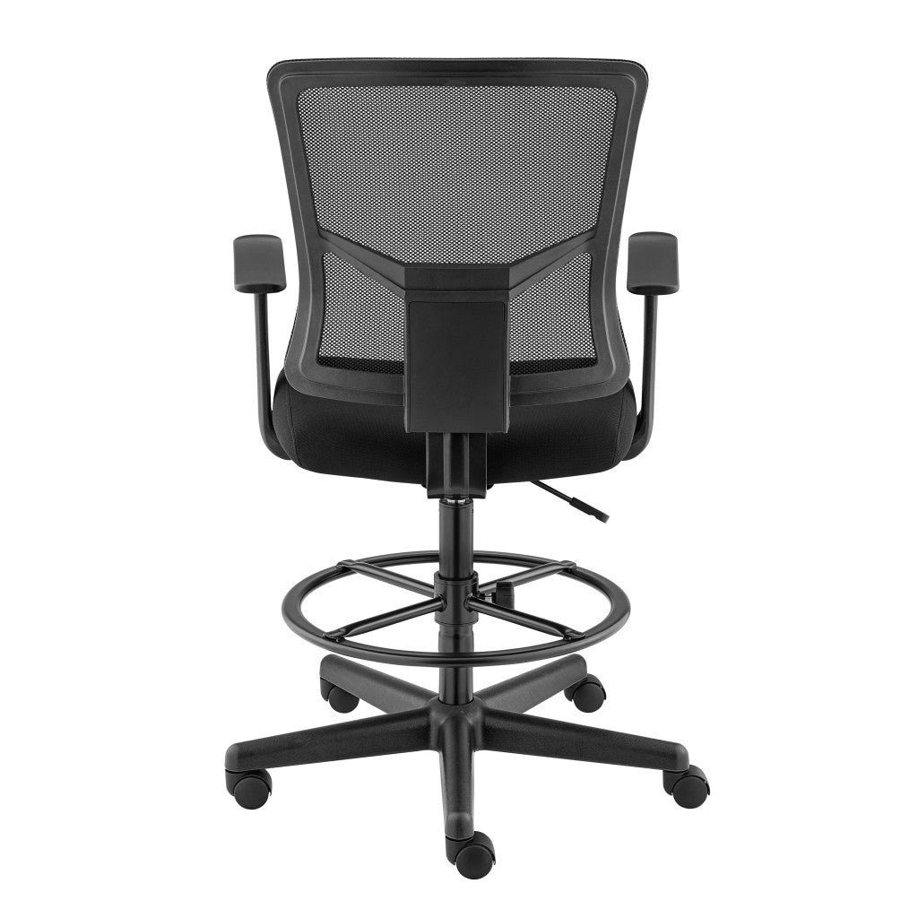 Black Polyester Blend Seat Swivel Adjustable Task Chair Mesh Back Steel Frame