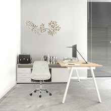 Ivory Tufted Velvet Swivel Adjustable Height Office Desk Chair