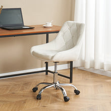 Ivory Tufted Velvet Swivel Adjustable Height Office Desk Chair