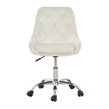 Ivory Tufted Velvet Swivel Adjustable Height Office Desk Chair