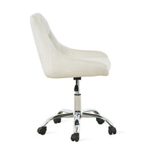 Ivory Tufted Velvet Swivel Adjustable Height Office Desk Chair