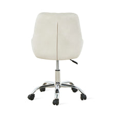 Ivory Tufted Velvet Swivel Adjustable Height Office Desk Chair