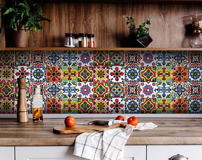 6" x 6" Festival Brights Mosaic Peel and Stick Removable Tiles