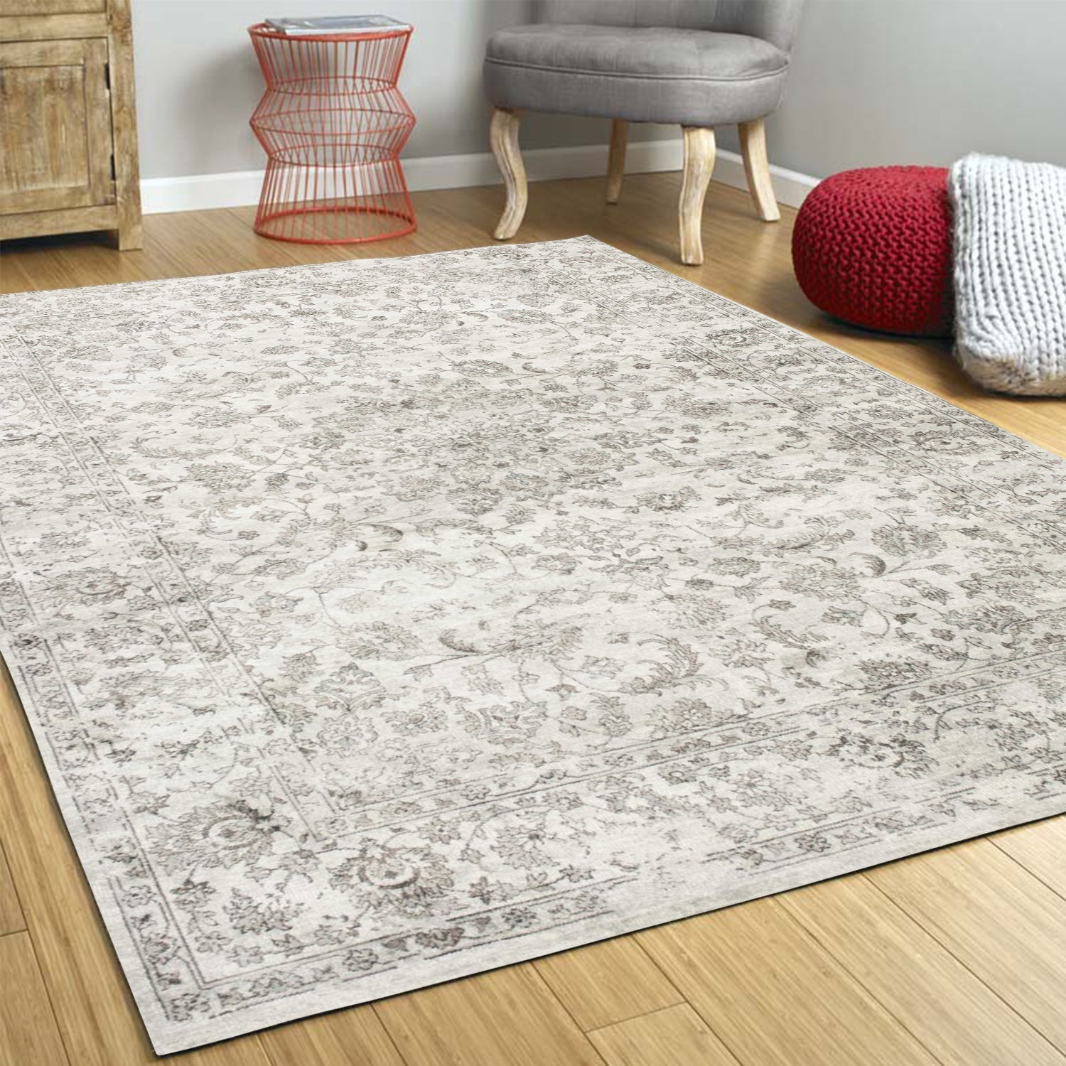 7' x 11' Viscose Silver Area Rug