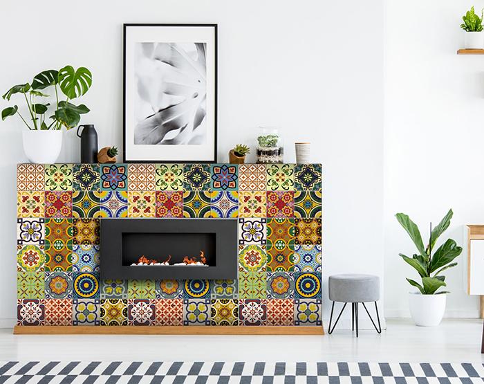 7" X 7" Mediterranean Brights Peel and Stick Removable Tiles