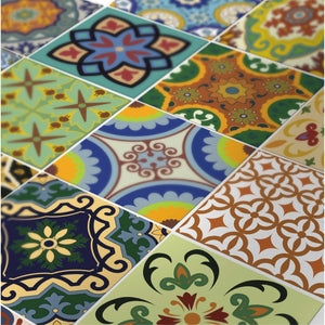 7" X 7" Mediterranean Brights Peel and Stick Removable Tiles