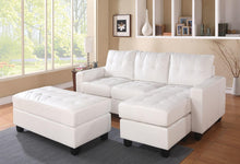 White Bonded Leather Match Sectional Sofa With Ottoman 83