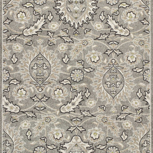 8'x11' Grey Machine Woven UV Treated Floral Traditional Indoor Outdoor Area Rug