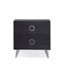 Black Chrome 2 Drawer Nightstand