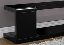 Black Clear Hollow Core Tempered Glass Console TV Stand