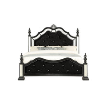 Black Felt Finish Full Bed with Crystal Mirrored Embellished