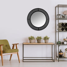 Black Metal Cane Webbing Round Decorative Wall Mirror