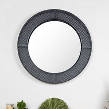 Black Metal Cane Webbing Round Decorative Wall Mirror