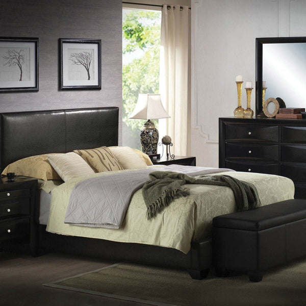 Black Pu Full Panel Bed