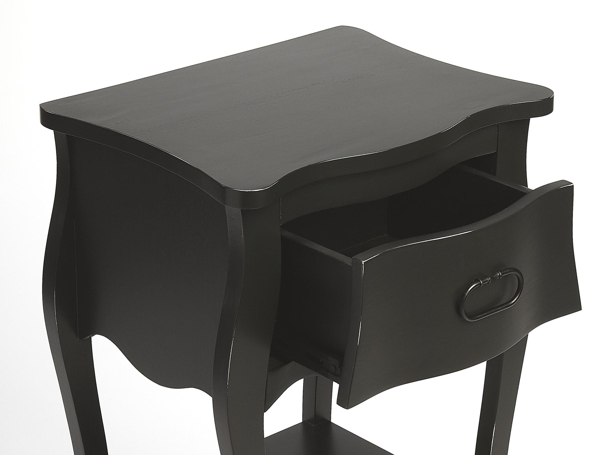 Black Single Storage Drawer Modern Bedside Furniture Nightstand