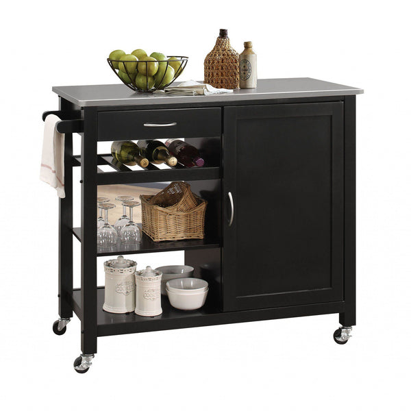 Black Stainless Steel Classic Style Kitchen Island
