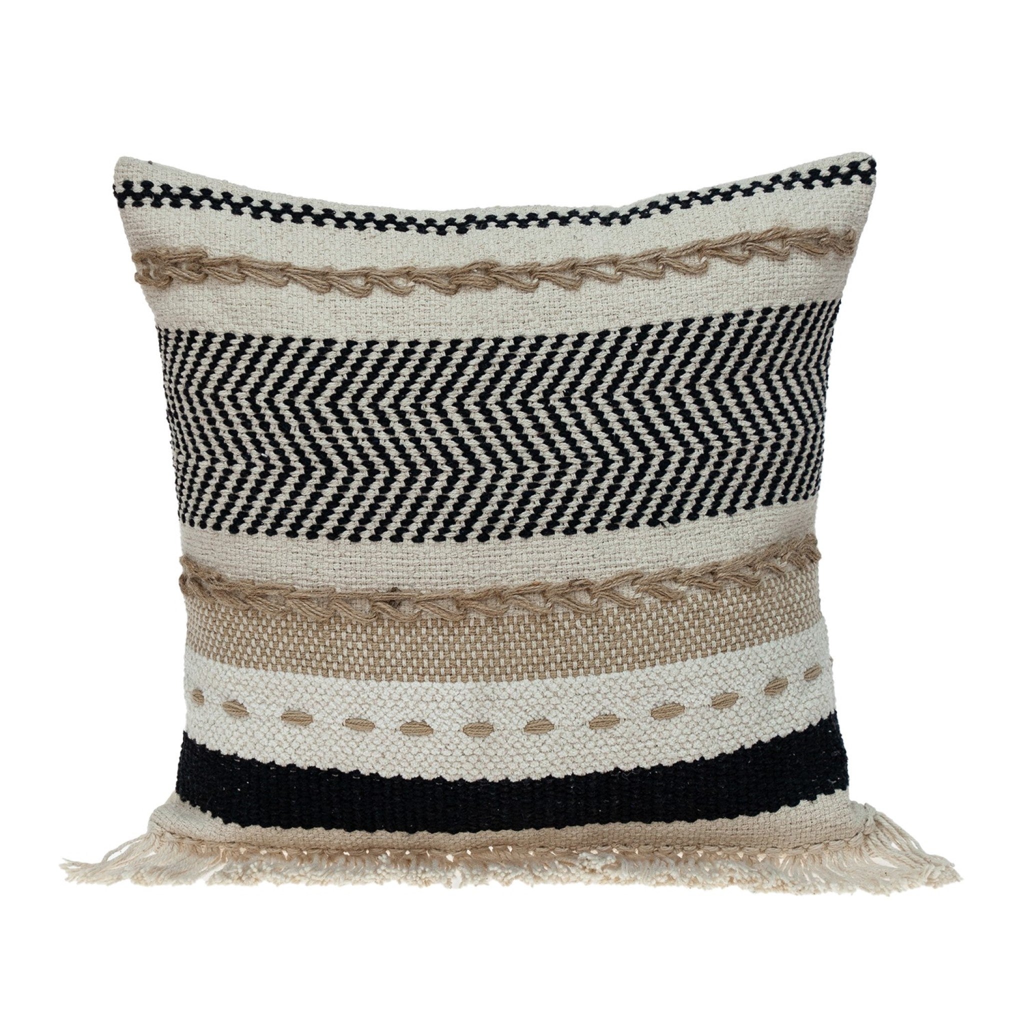 Black White and Tan Textured Pillow