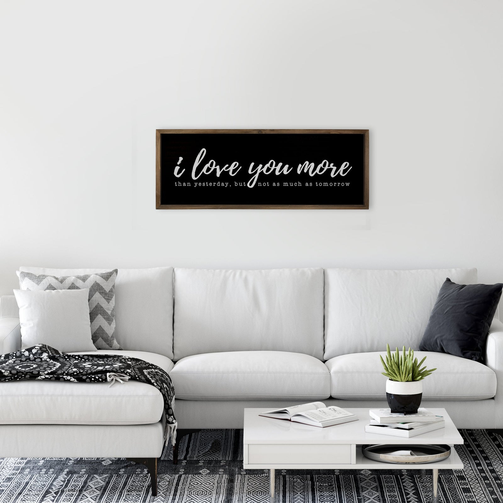 Black & White 'I Love You More' Vintage Wall Art