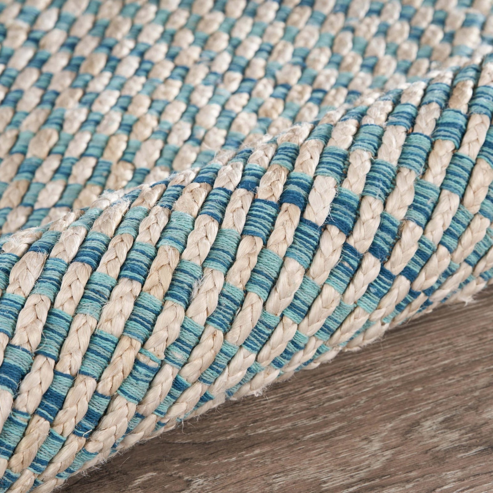 Blue & Beige Toned Modern Floor Mat Decorative Area Rug, 5 x 8 Feet