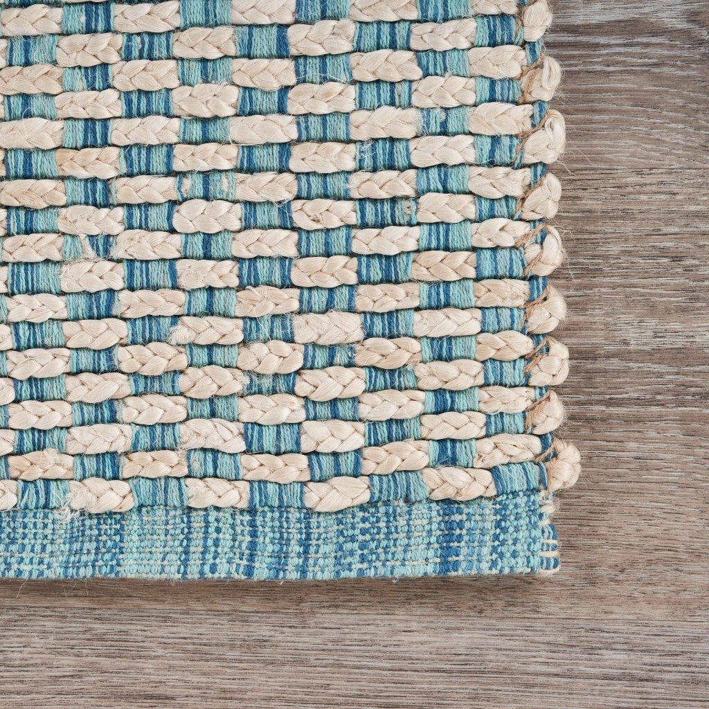 Blue & Beige Toned Modern Floor Mat Decorative Area Rug, 5 x 8 Feet