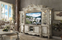 Bone White Wood Poly Resin Glass Entertainment TV Console