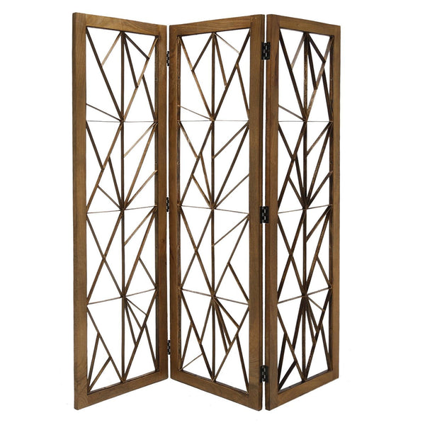 Brown Wood & Metal Incline Screen Room Divider