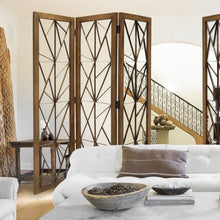 Brown Wood & Metal Incline Screen Room Divider