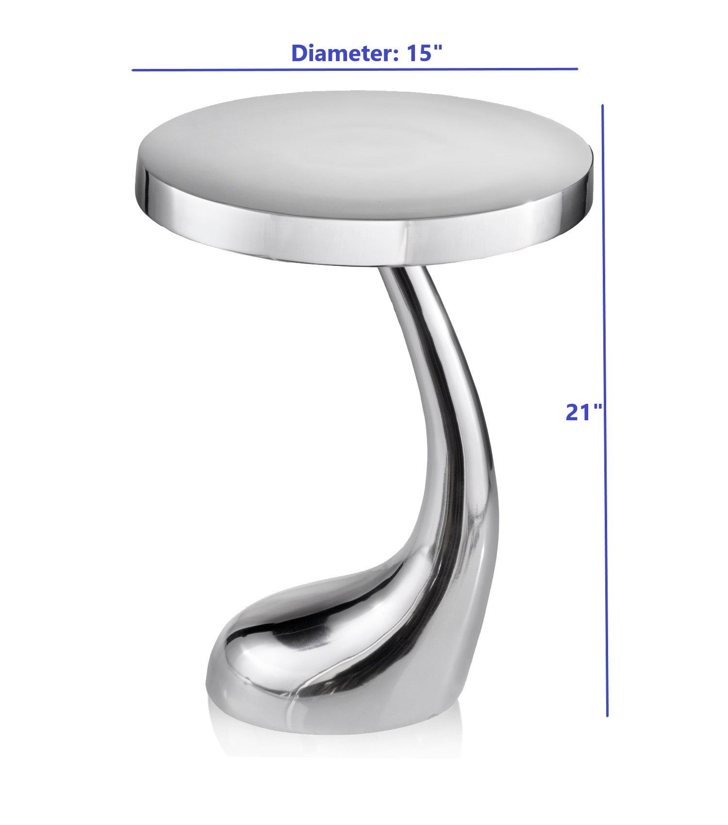 Buffed Aluminum Curve Side End Table