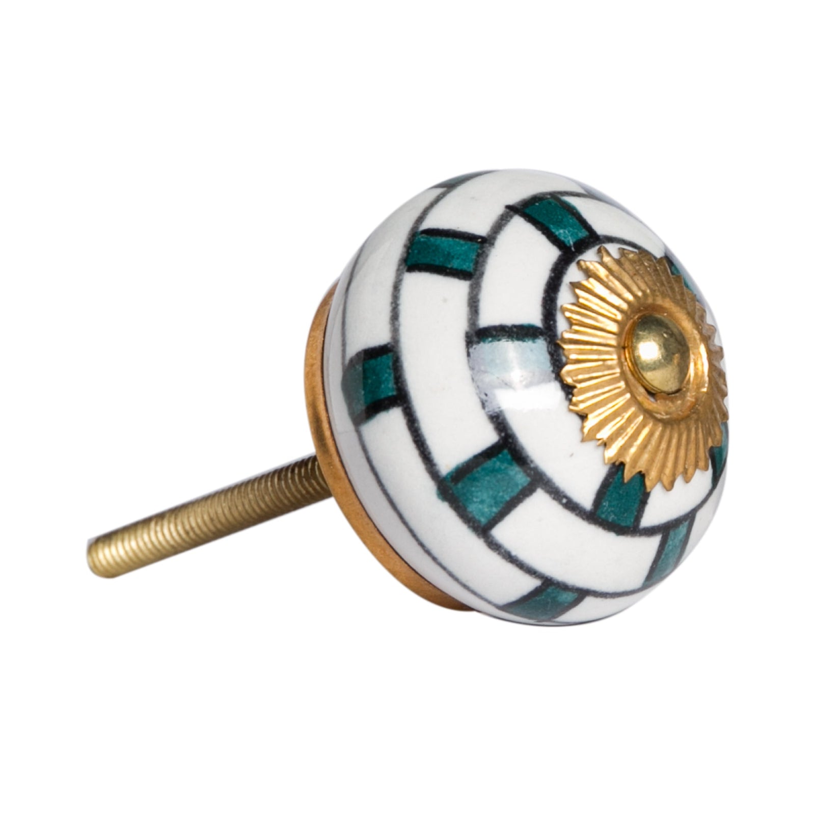 Charming Green and Gold Set of 8 Knobs
