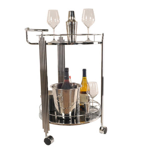 Chrome Round 2 Tier Serving Trolley Cart