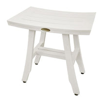 Contemporary Teak Shower Stool in Whitewash Finish