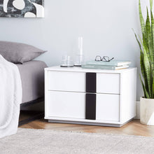 Contemporary White and Black 2 Drawer Nightstand