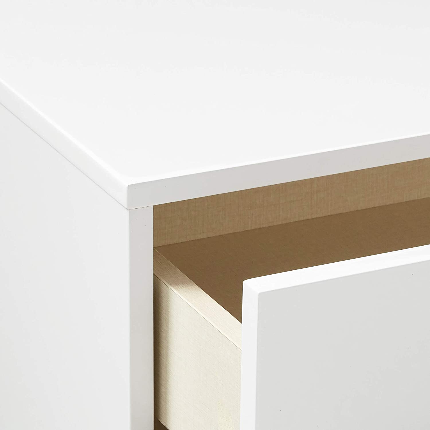 Contemporary White and Black 2 Drawer Nightstand