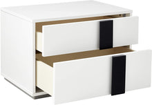 Contemporary White and Black 2 Drawer Nightstand