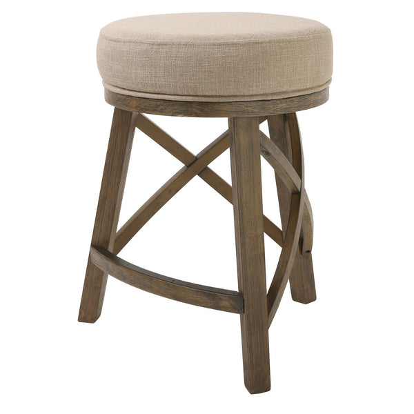 Counter Height Round 3 Leg Swivel Seat Counter Chair Stool with Cream Fabric