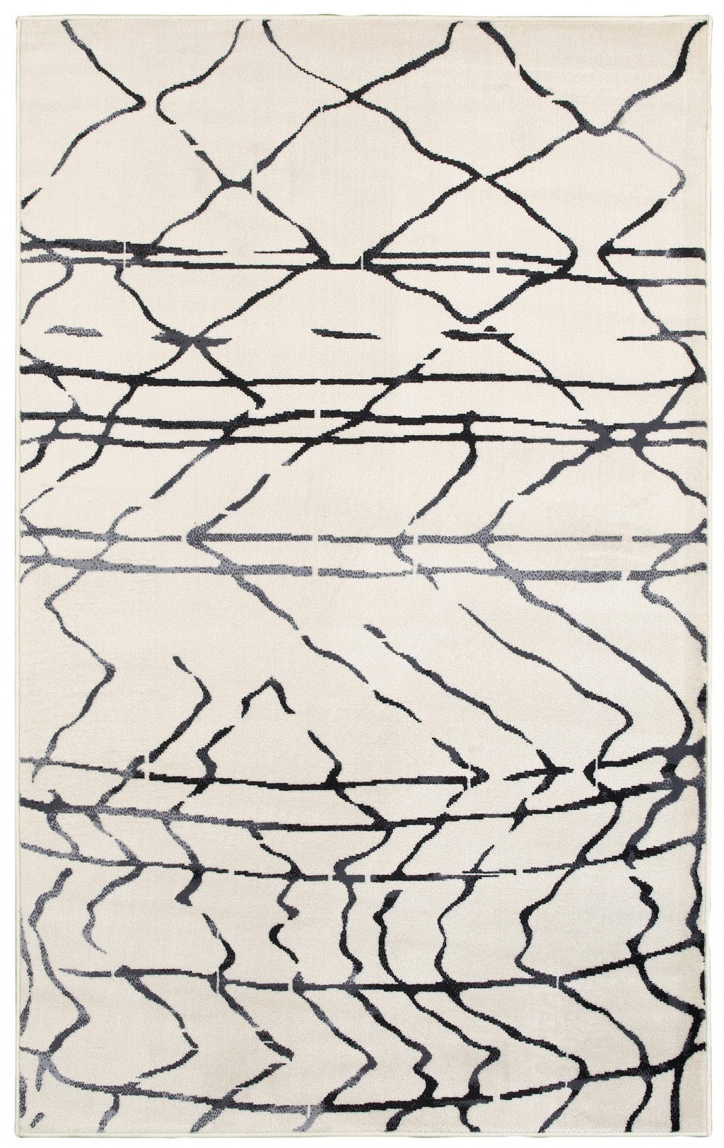 Cream And Black Berber Pattern Modern Decorative Area Rug - 8 x 10 Feet