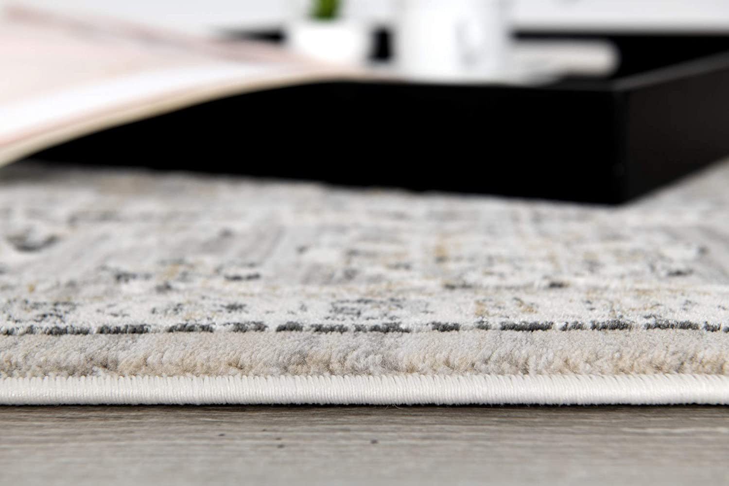 Cream & Gray Rich Traditional Modern Floor Mat Decorative Area Rug, 8 x 11 Feet