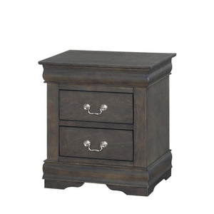 Dark Gray Wooden 2 Drawer Nightstand