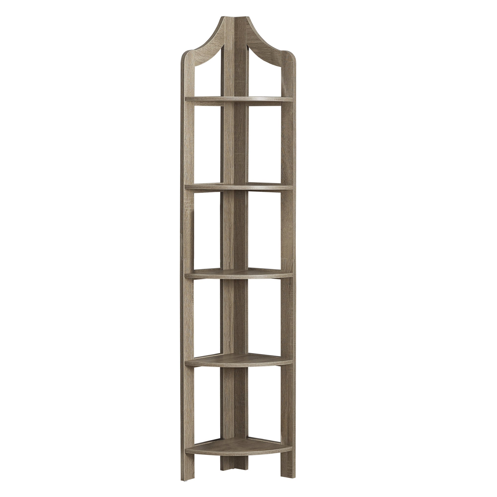 Dark Taupe Corner Accent Shelf Bookcase