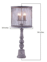 Distressed Grey Traditional Light Table Lamp with Mesh Metal Shade