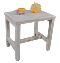 Driftwood Finish Compact Rectangular Classic Traditional Teak Patio Seat Furniture Outdoor Shower Bench