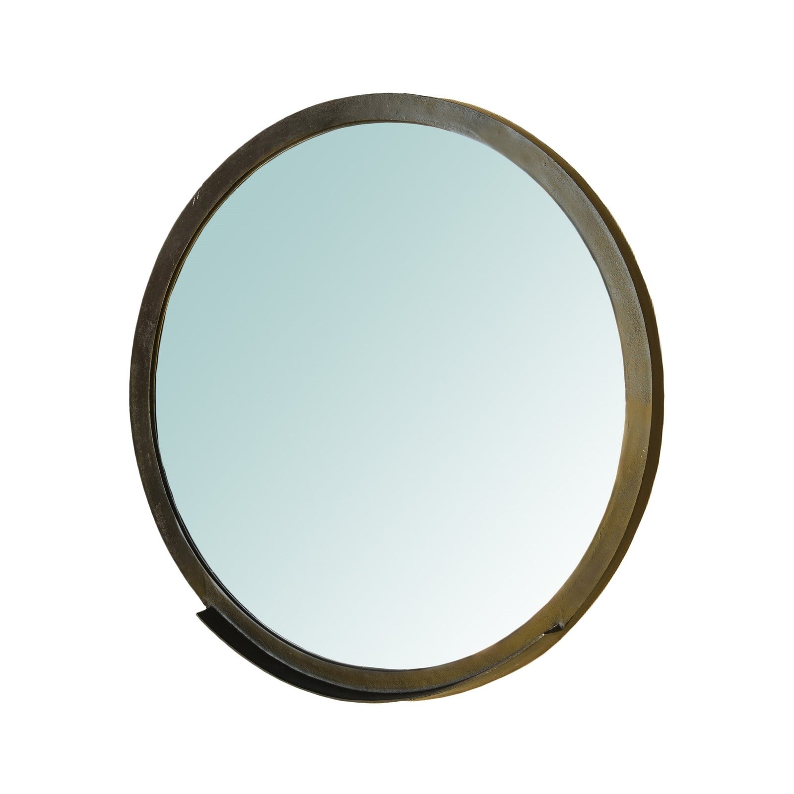 Gold Cast Aluminum Round Decorative Wall Mirror