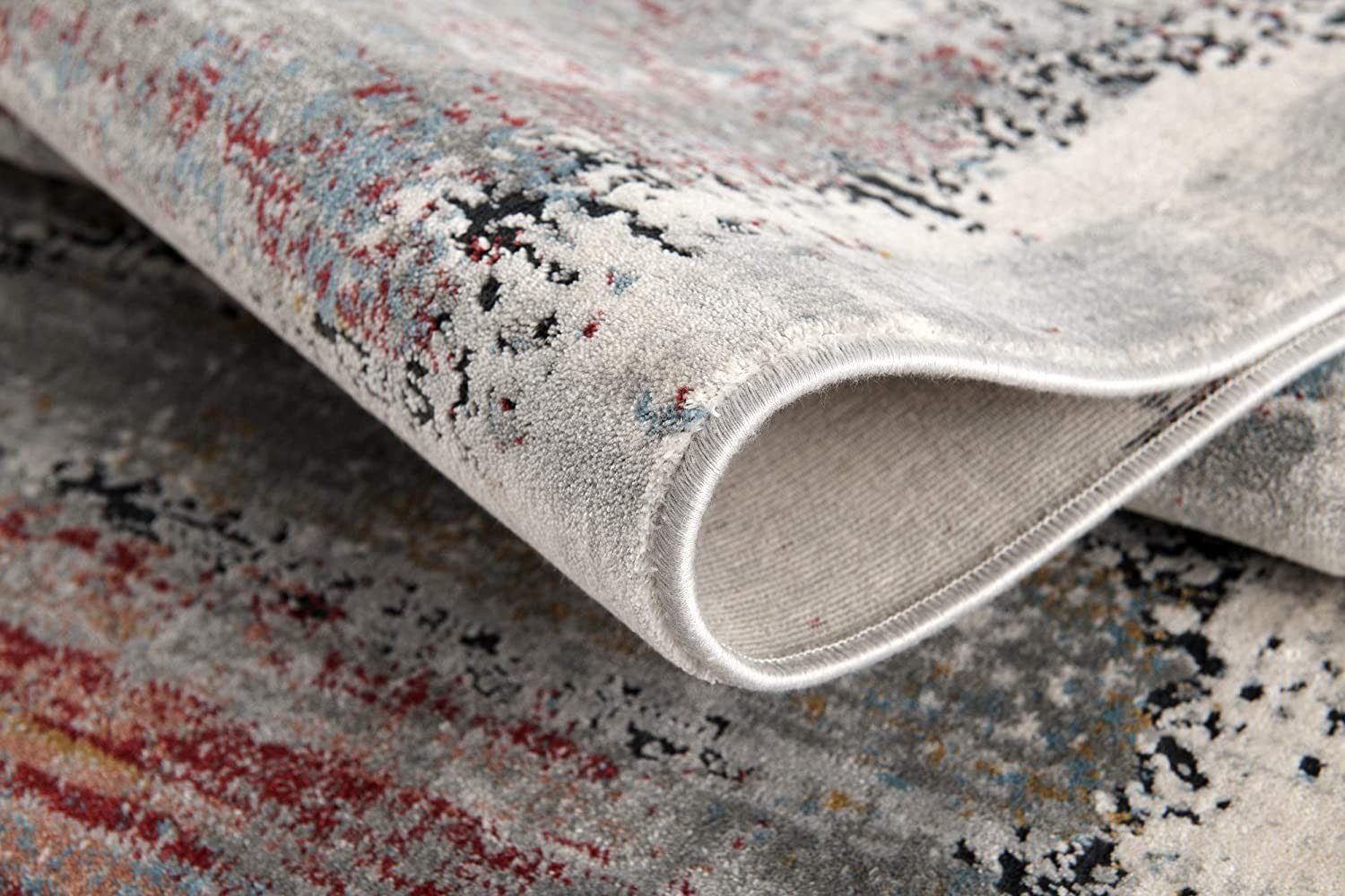 Gray Abstract Irregular Blocks Modern Floor Mat Decorative Area Rug, 8 x 11 Feet