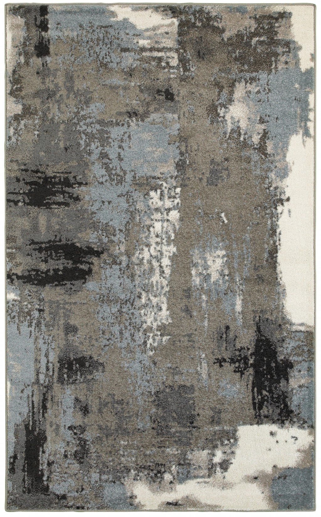 Gray Abstract Smudge Modern Floor Mat Decorative Area Rug, 5 x 7 Feet