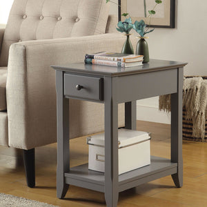 Gray Cutie Modern Compact Single Drawer End Table