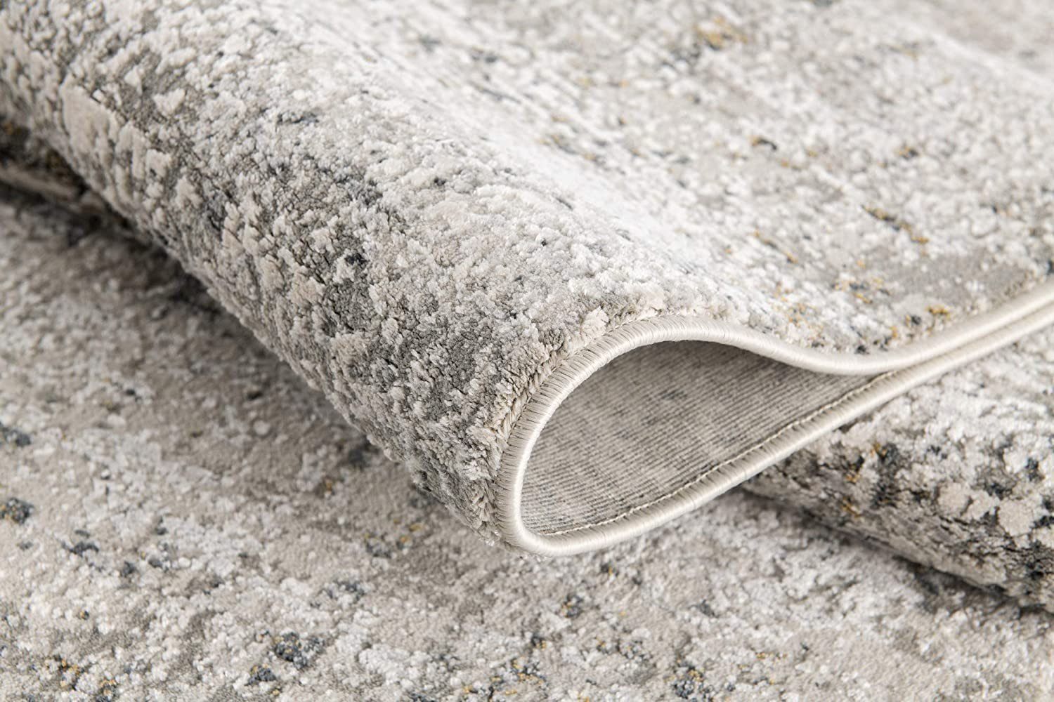 Gray & Ivory Abstract Distressed Modern Floor Mat Decorative Area Rug , 7 x 10 Feet