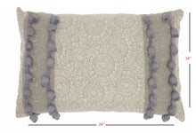 Gray Rectangular Embellished Throw Pillow