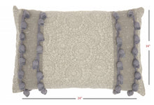 Gray Rectangular Embellished Throw Pillow