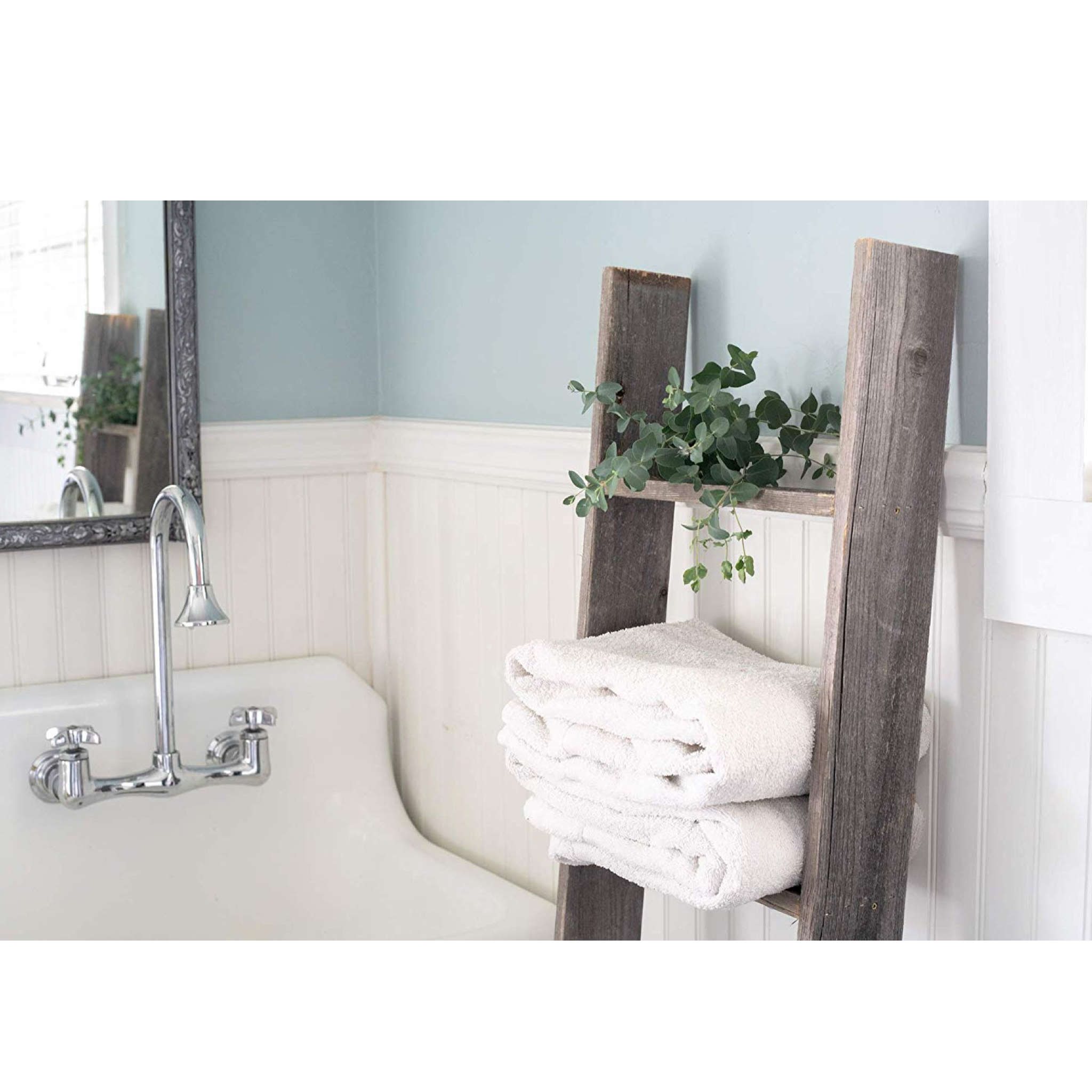 Gray Rustic Wood 4 Step Ladder Shelf