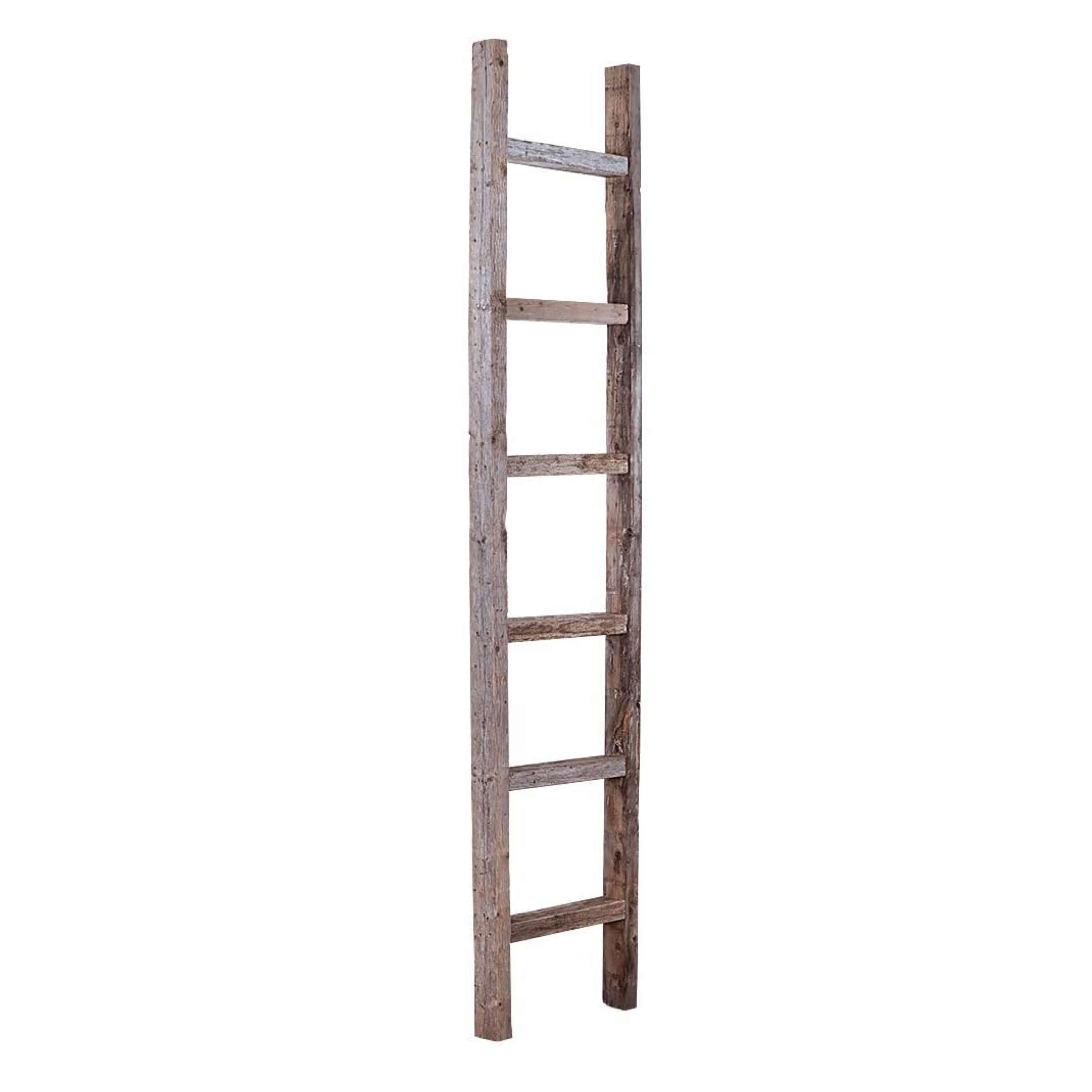 Gray Rustic Wood 7 Step Storage Ladder Shelf